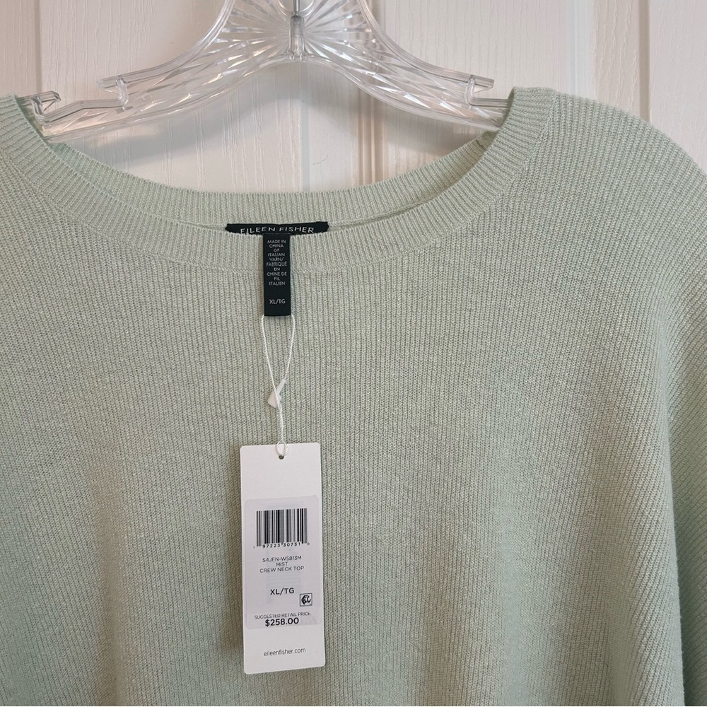 Eileen Fisher Organic Linen Blend Long Sleeve Top Sweater in Mist Size XL - Picture 5 of 6